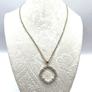 Sterling Silver Open Pendant Necklace With Diamonds By Heng Ngai Gold Plated